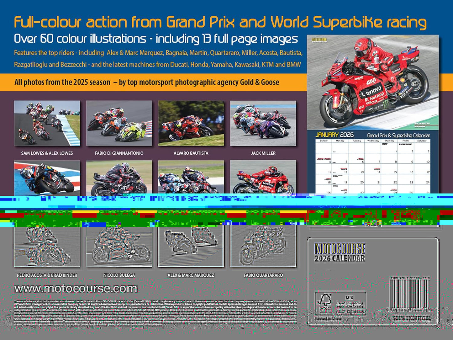 2026 Motorcourse GP & Superbike Wall Calendar