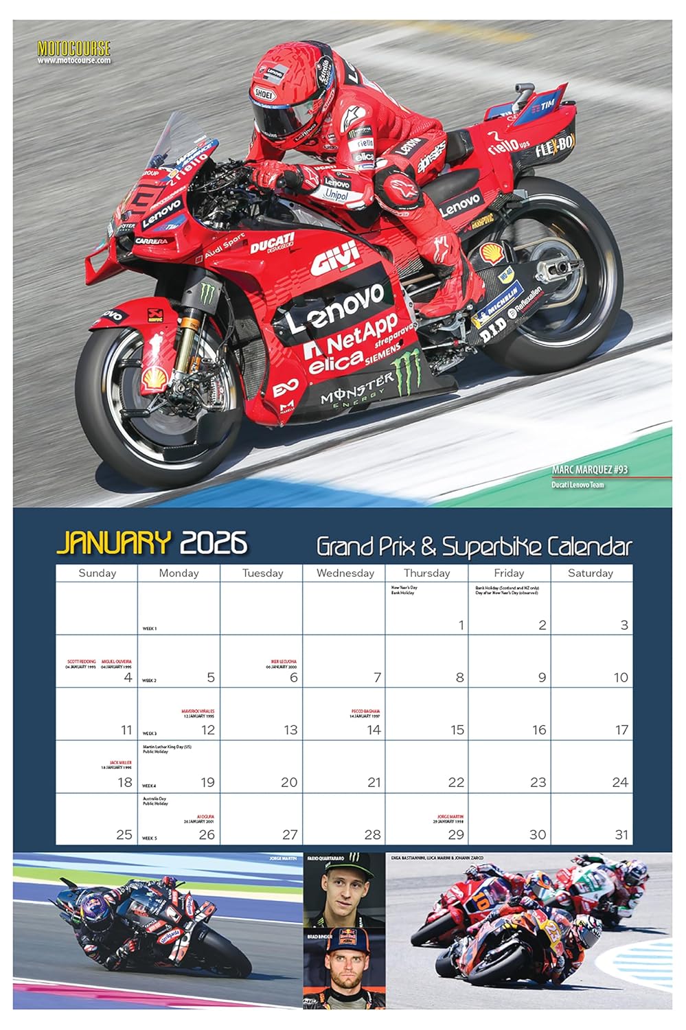 2026 Motorcourse GP & Superbike Wall Calendar