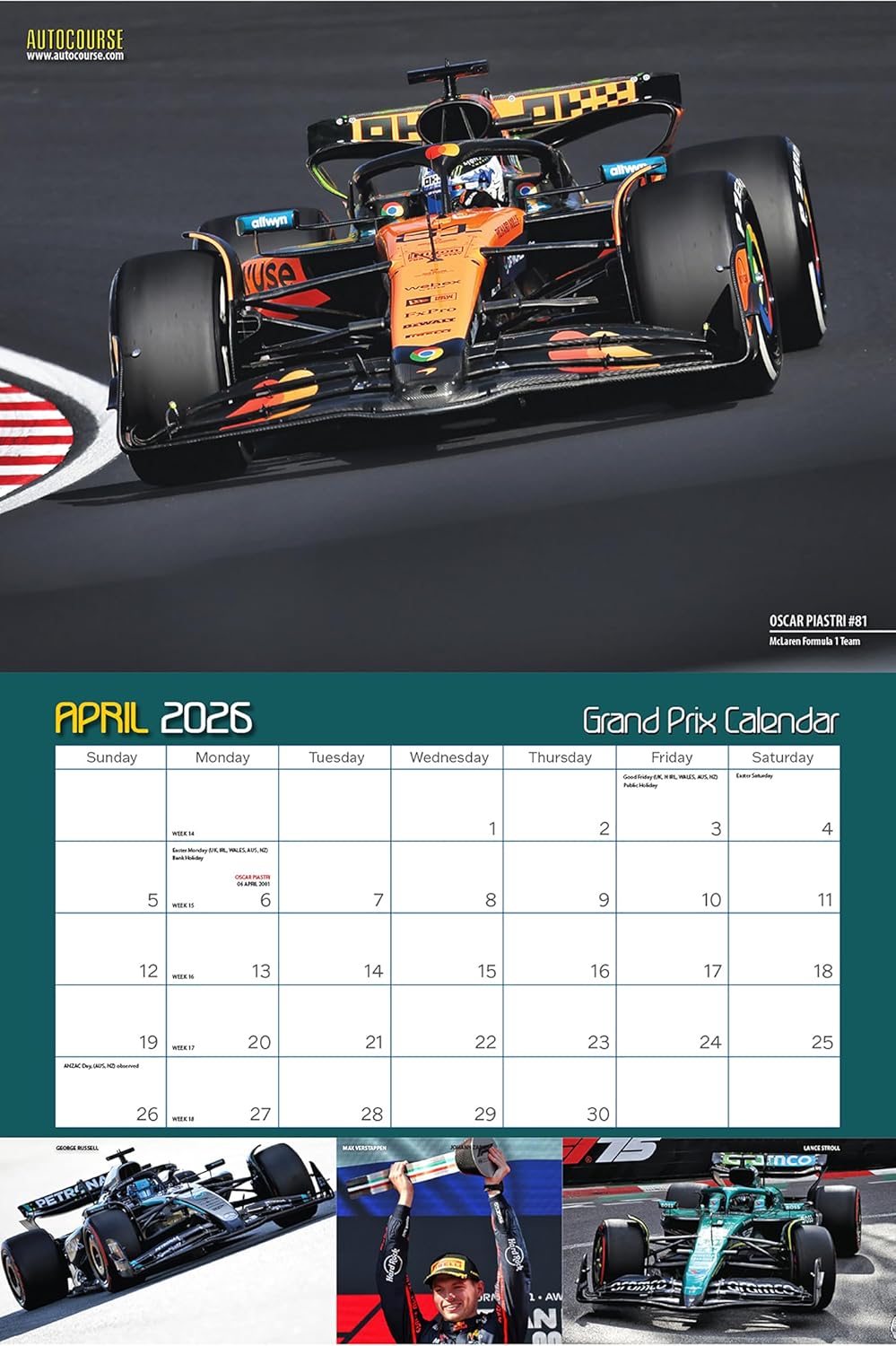 2026 Autocourse Grand Prix Wall Calendar