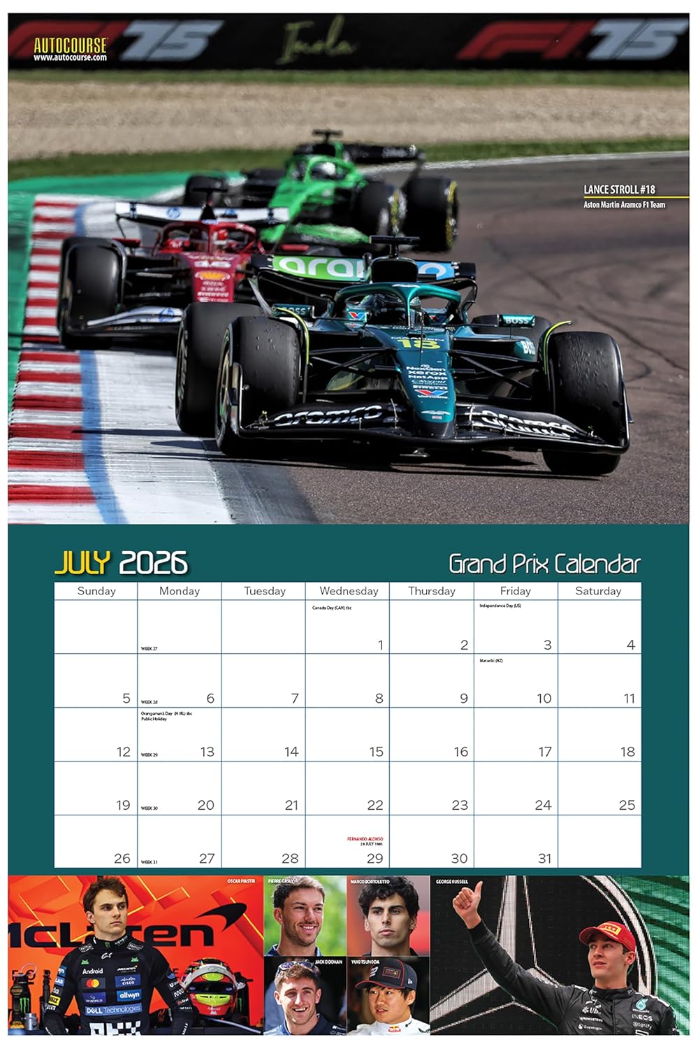 2026 Autocourse Grand Prix Wall Calendar