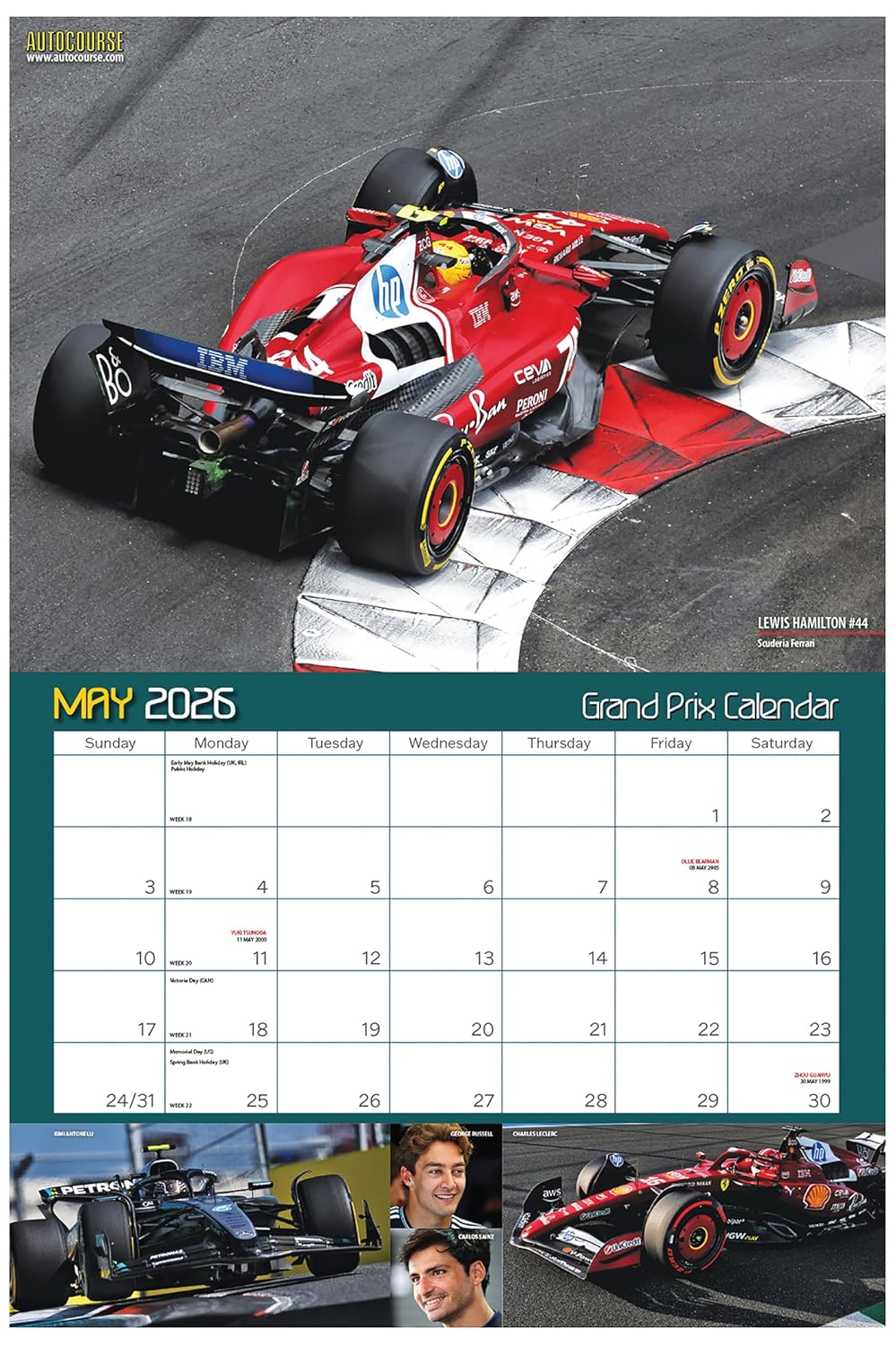 2026 Autocourse Grand Prix Wall Calendar
