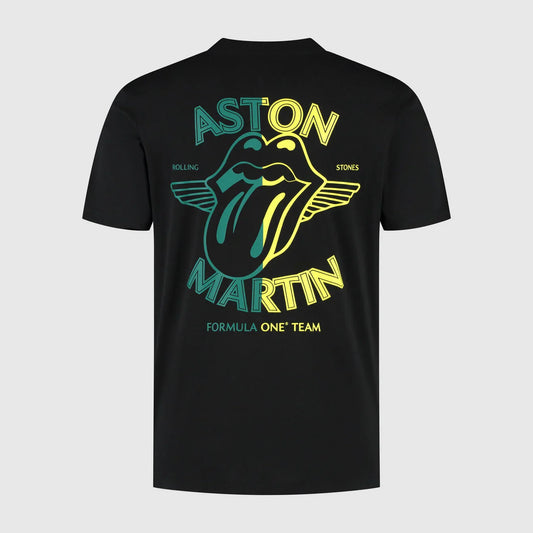 Aston Martin F1 X Rolling Stones Logo Tee Black