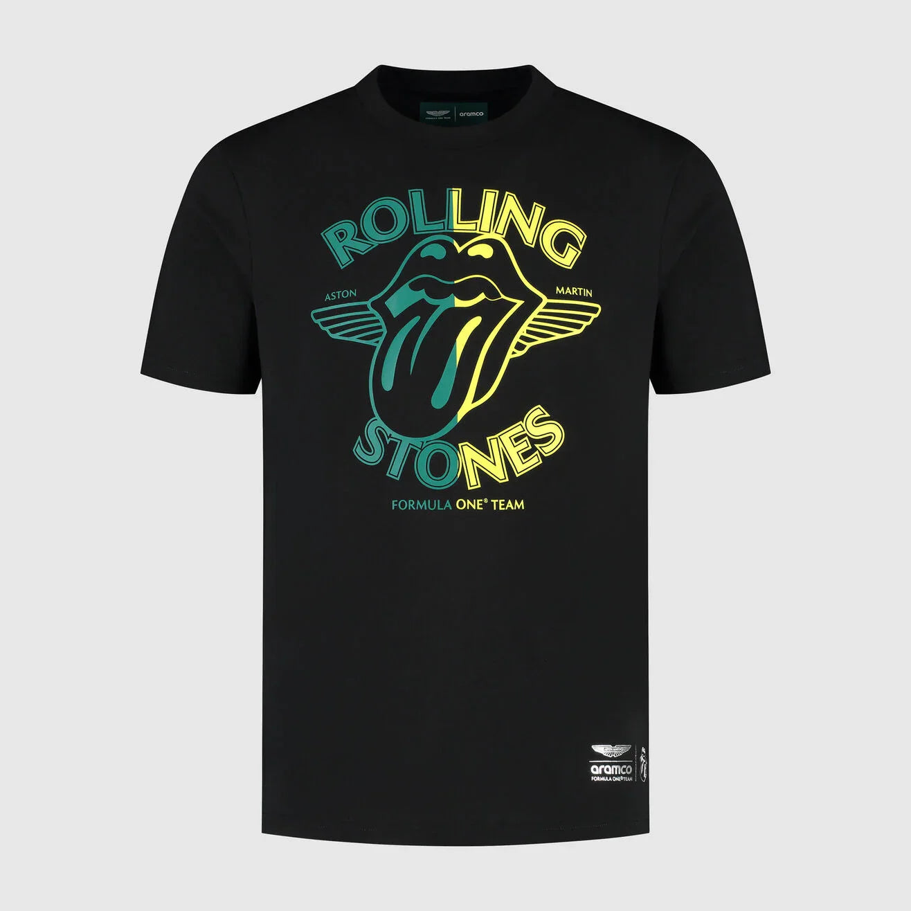 Aston Martin F1 X Rolling Stones Logo Tee Black