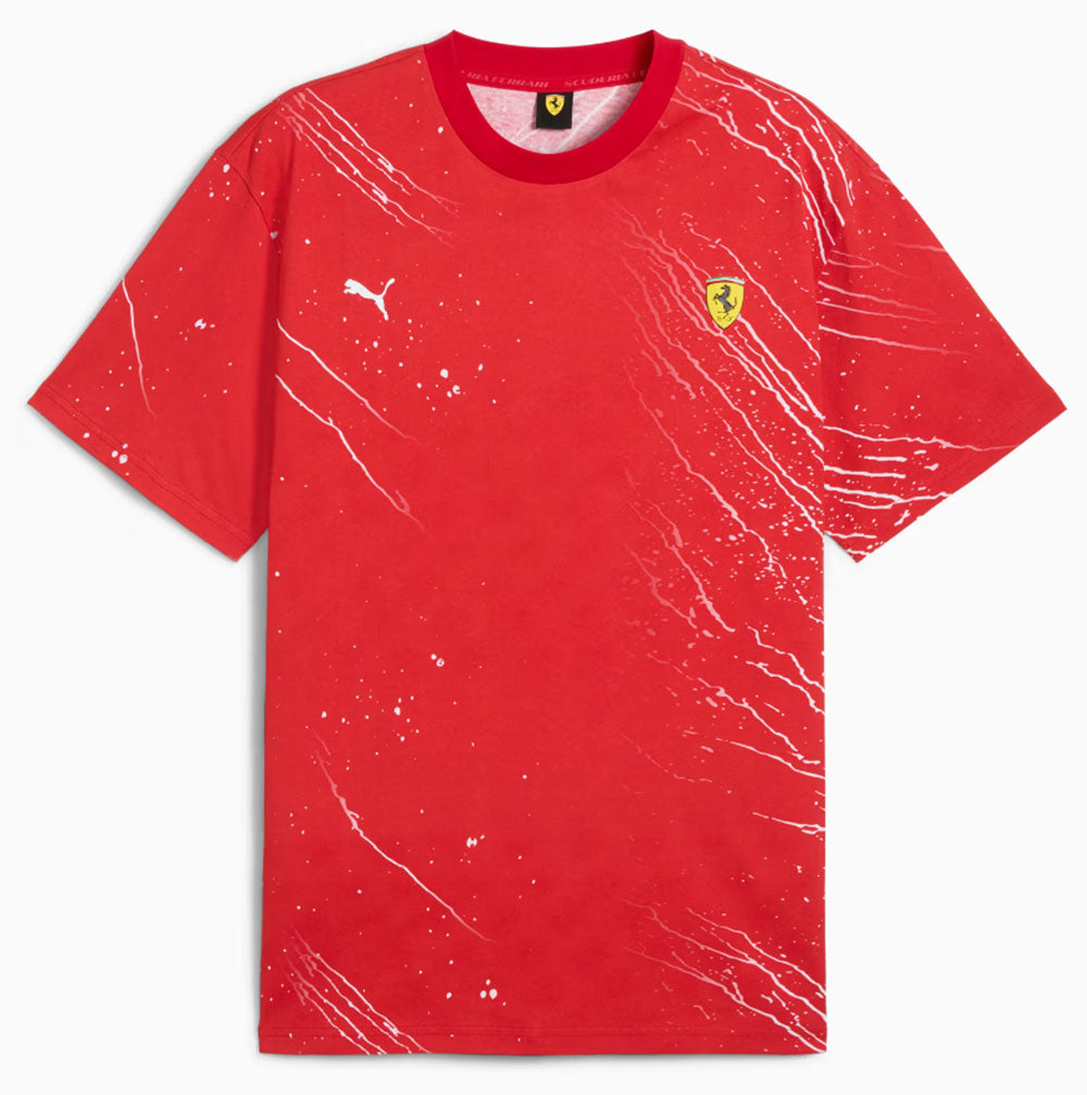 Puma Ferrari Race AOP Shield Tee Red
