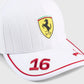 Scuderia Ferrari Replica Charles LeClerc #16 Miami GP Hat 2025 White