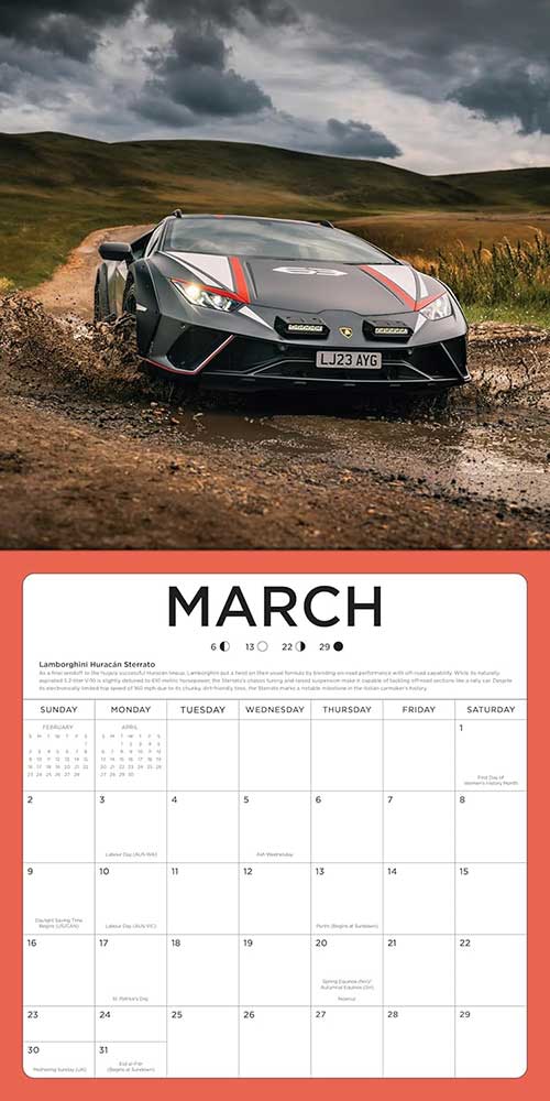 2025 Super Cars Wall Calendar