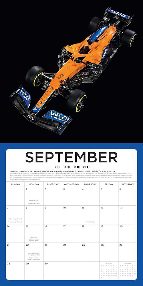 2025 Art of the Formula 1 Racecar Wall Calendar