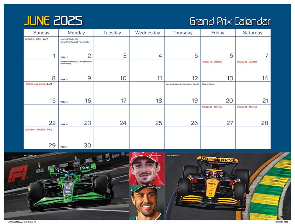 2025 Autocourse Grand Prix Wall Calendar