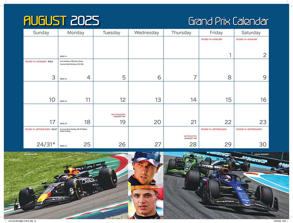 2025 Autocourse Grand Prix Wall Calendar