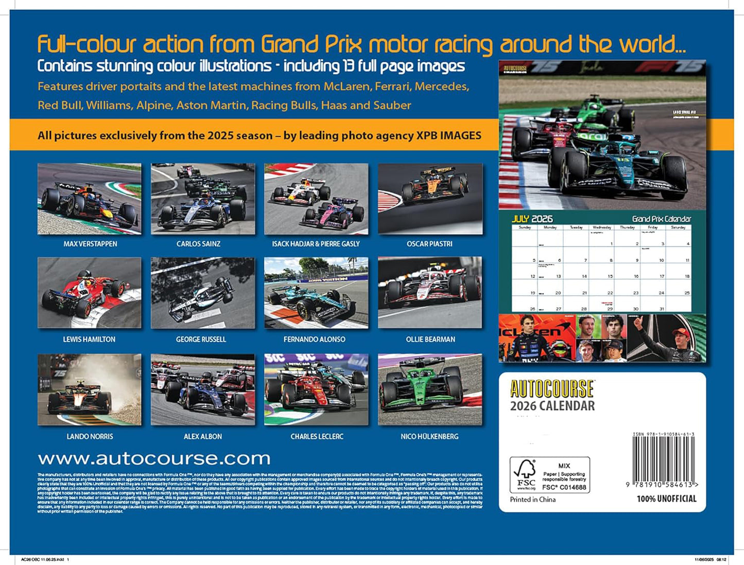 2026 Autocourse Grand Prix Wall Calendar