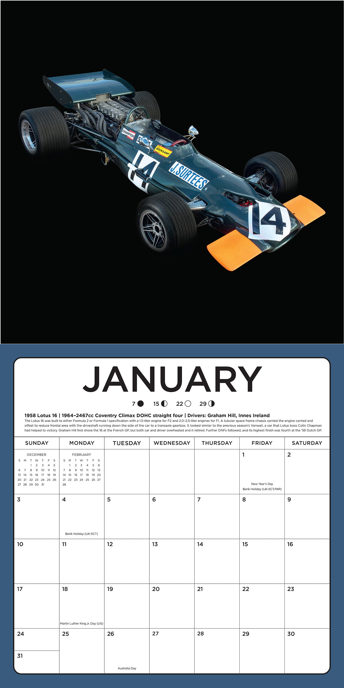 2027 Art of the Formula 1 Racecar Wall Calendar