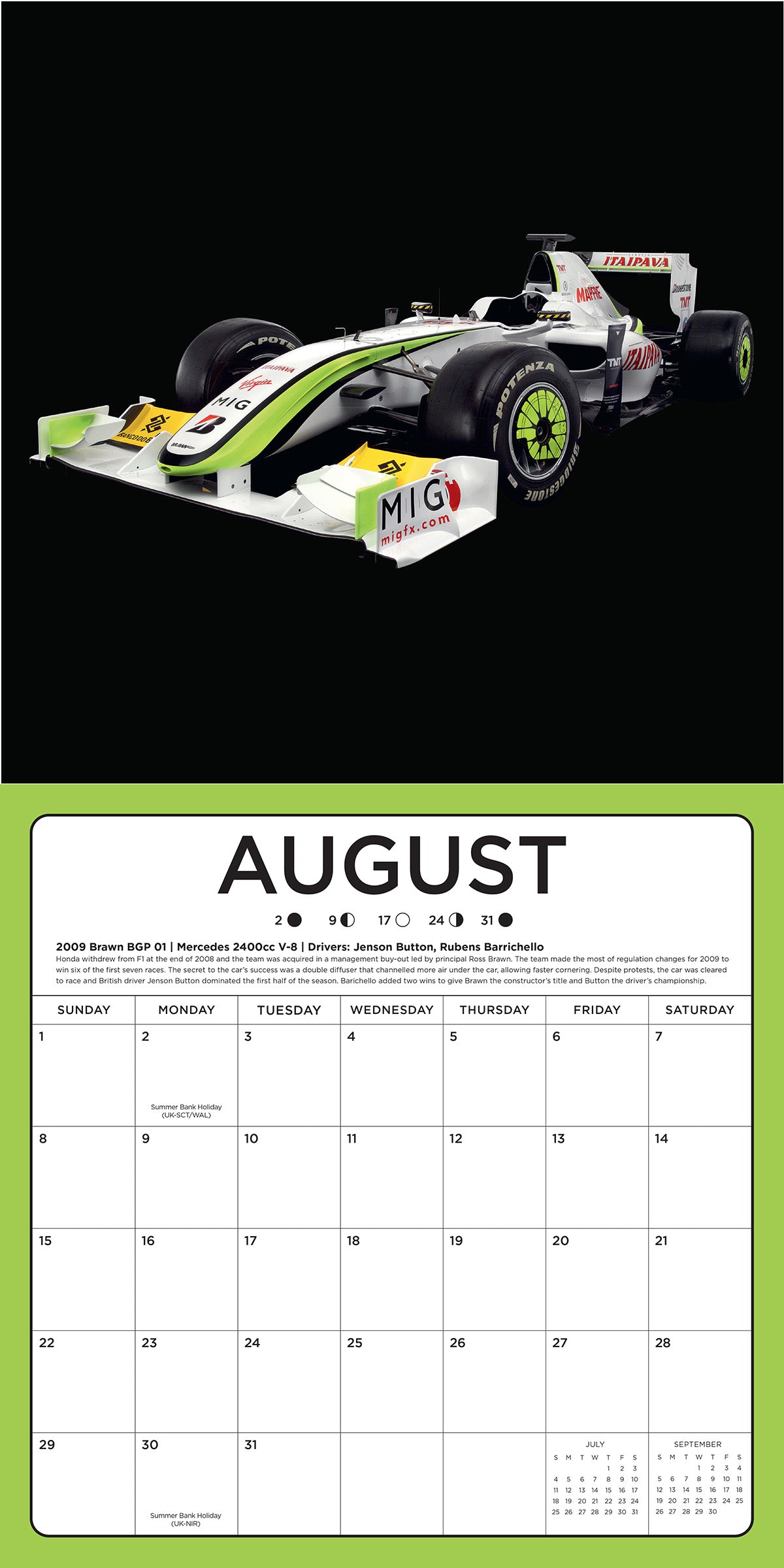 2027 Art of the Formula 1 Racecar Wall Calendar