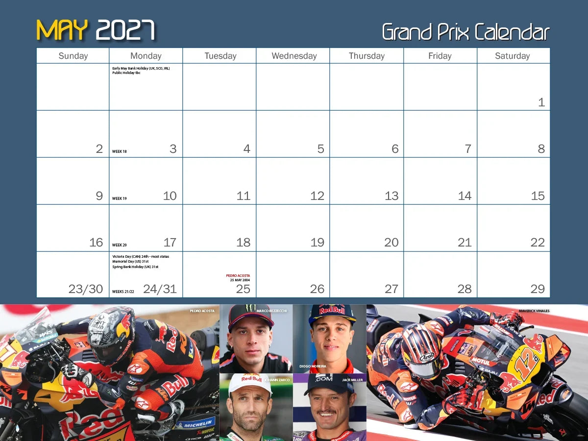 2027 Motorcourse GP & Superbike Wall Calendar