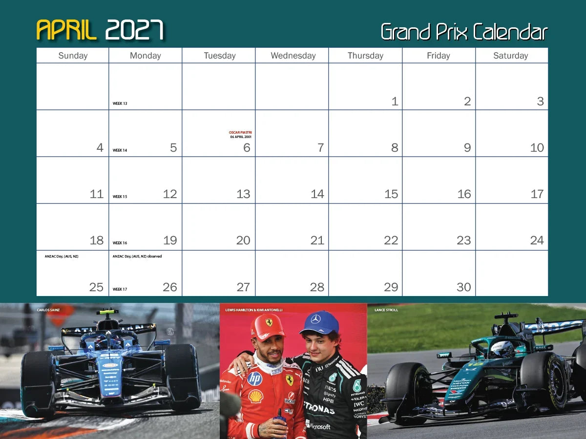 2027 Autocourse Grand Prix Wall Calendar