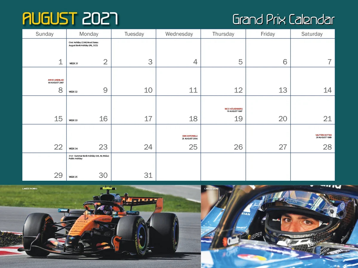 2027 Autocourse Grand Prix Wall Calendar