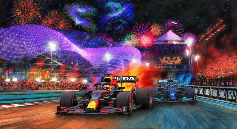 Shootout in Abu Dhabi - Hamilton vs Verstappen Canvas Print