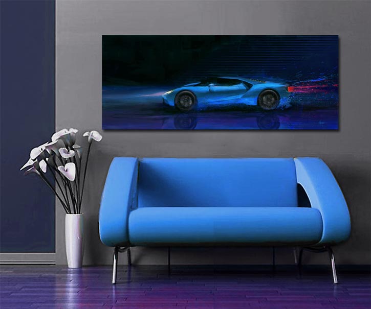 2016 Ford GT Blue Byeuw Canvas Print