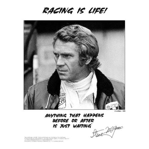 Steve McQueen Racing is Life Portrait Poster