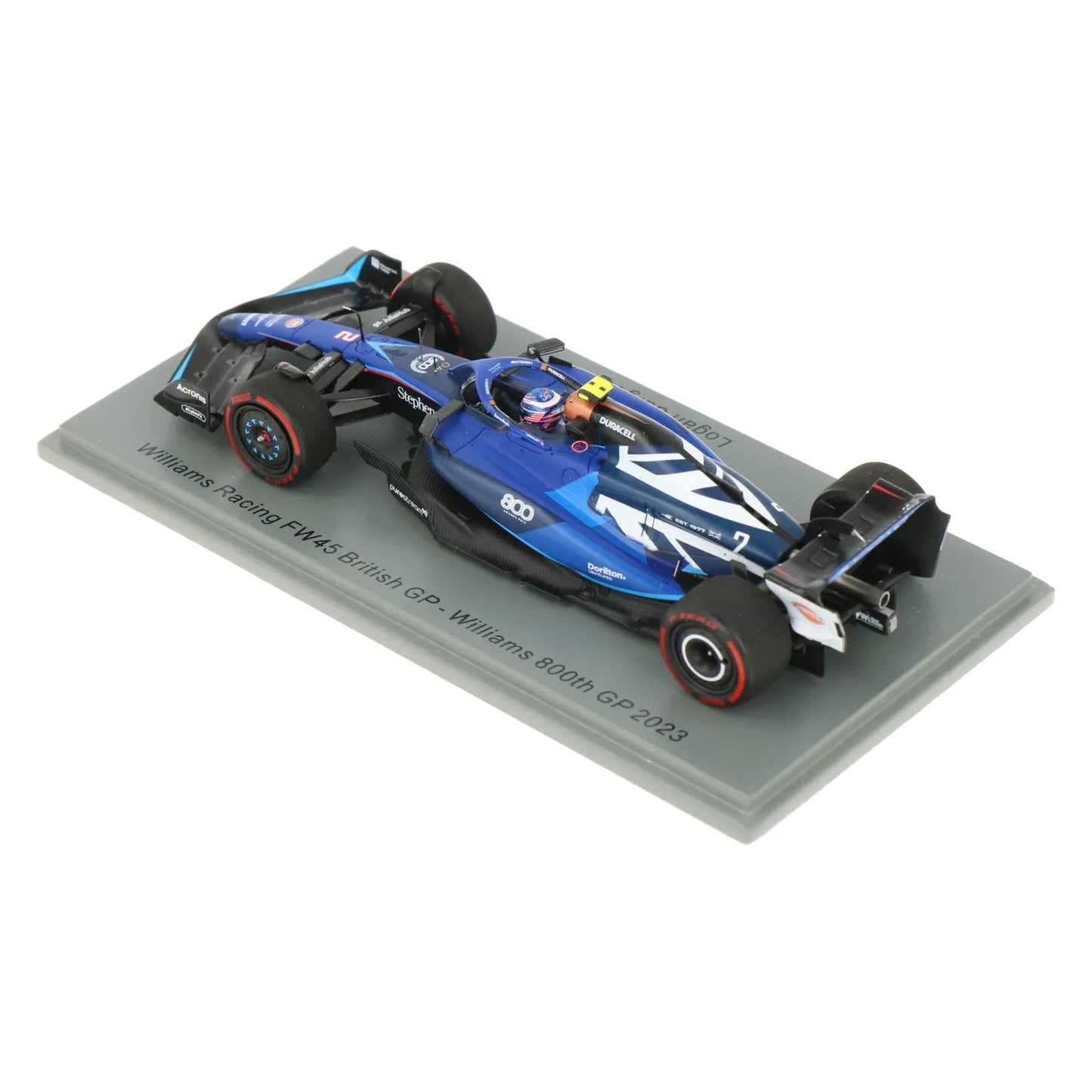 1:18th Williams F1 Logan Sargeant #2 British GP Team 800th GP 2023