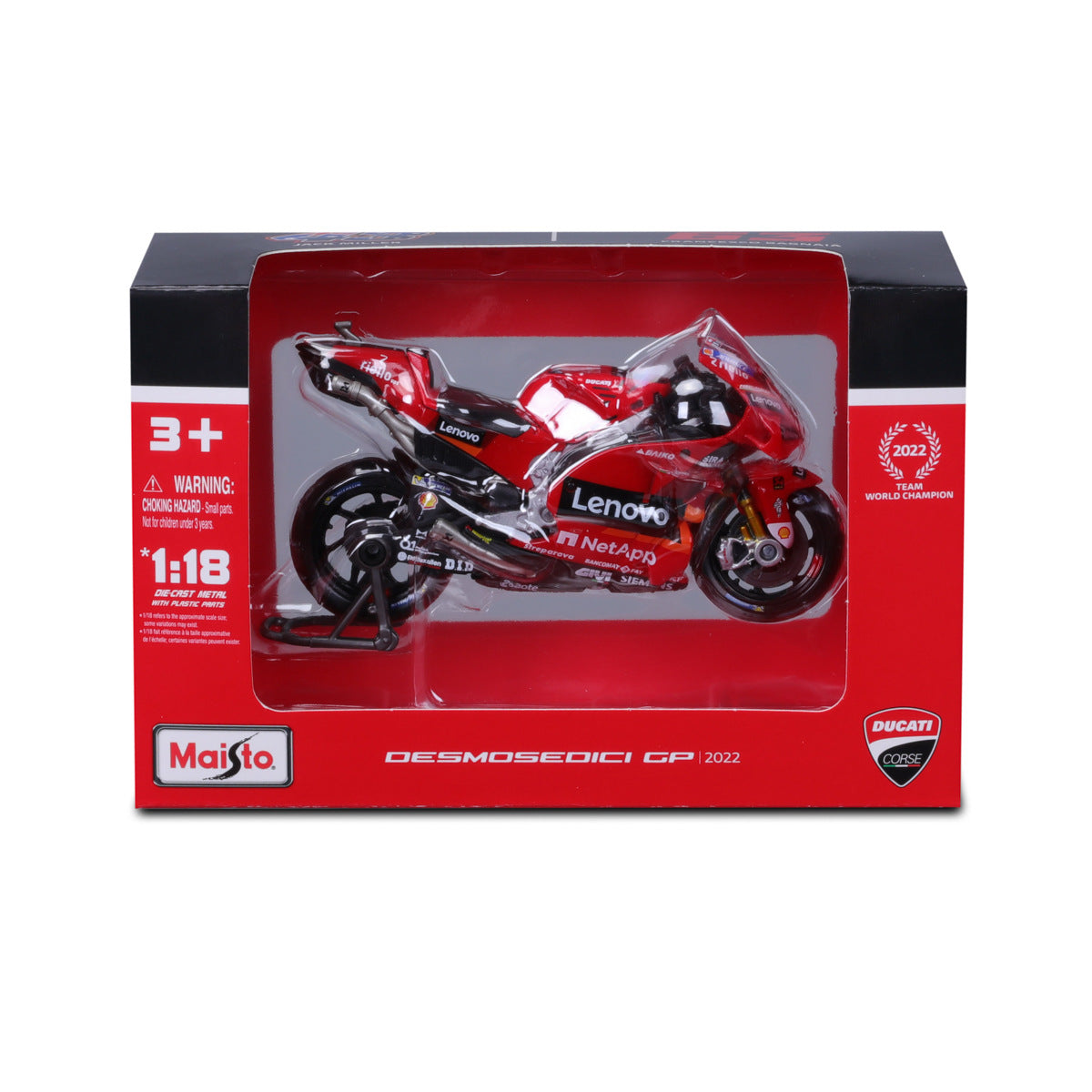 1:18th Ducati Lenovo World Champ Team 2022 Francesco Bagnaia & Jack Miller Set