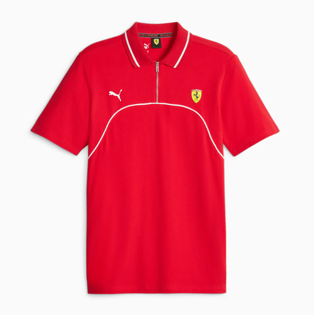 Puma Ferrari Race Tipped Polo Shirt Red