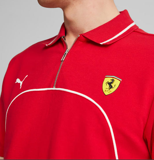 Puma Ferrari Race Tipped Polo Shirt Red