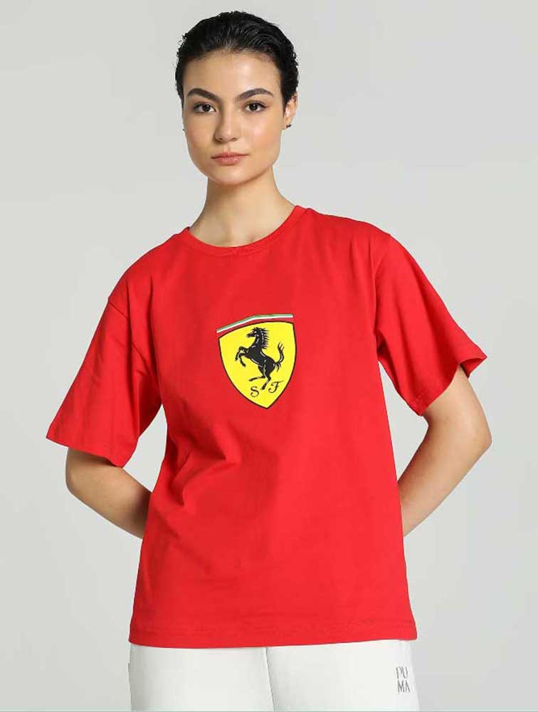 Puma Ferrari Ladies Shield Oversized Tee Red