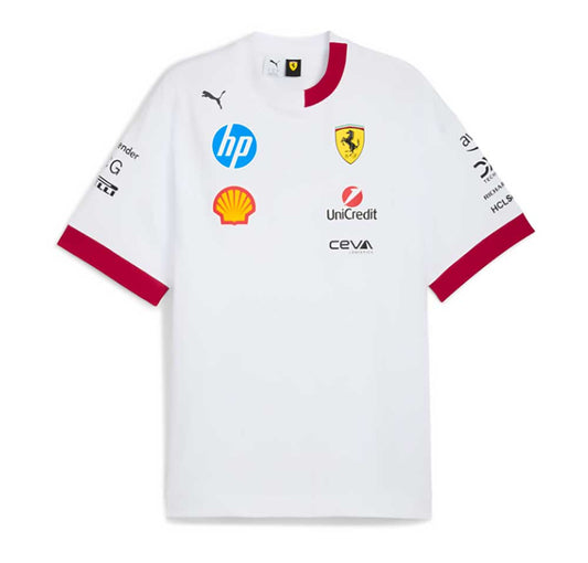 Scuderia Ferrari F1 Replica Oversized Drivers Tee 2025 White