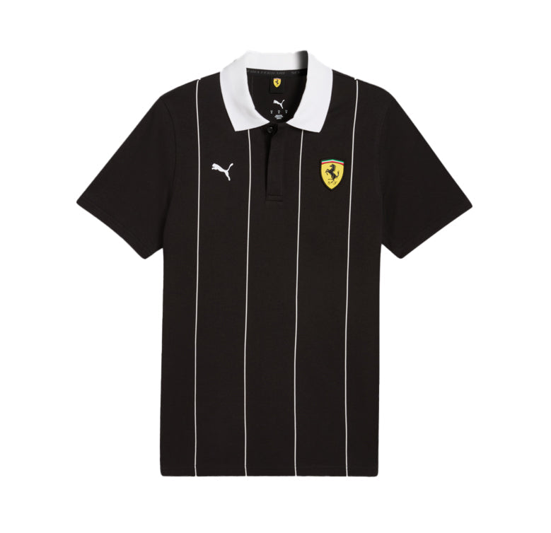 Scuderia Ferrari Race Stripes Premium Polo Shirt Black