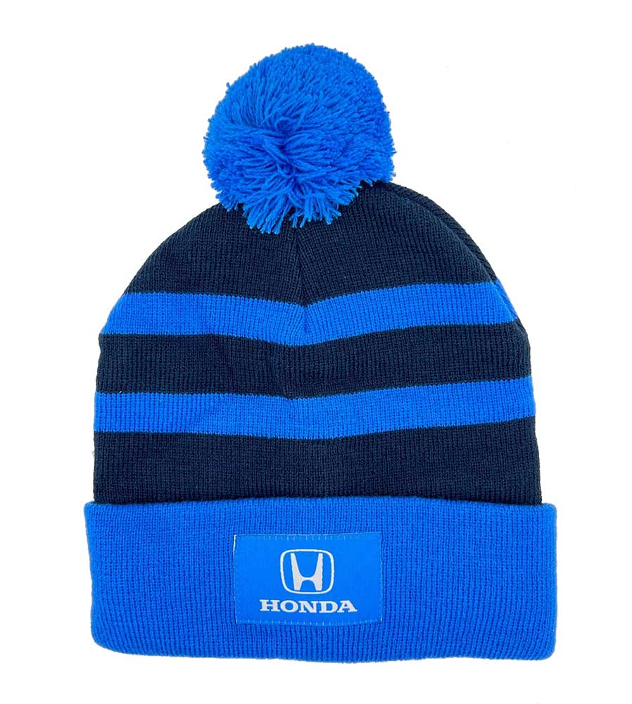 Honda Navy Striped Pom Pom Beanie