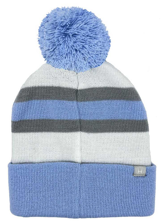 Honda White Striped Pom Pom Beanie