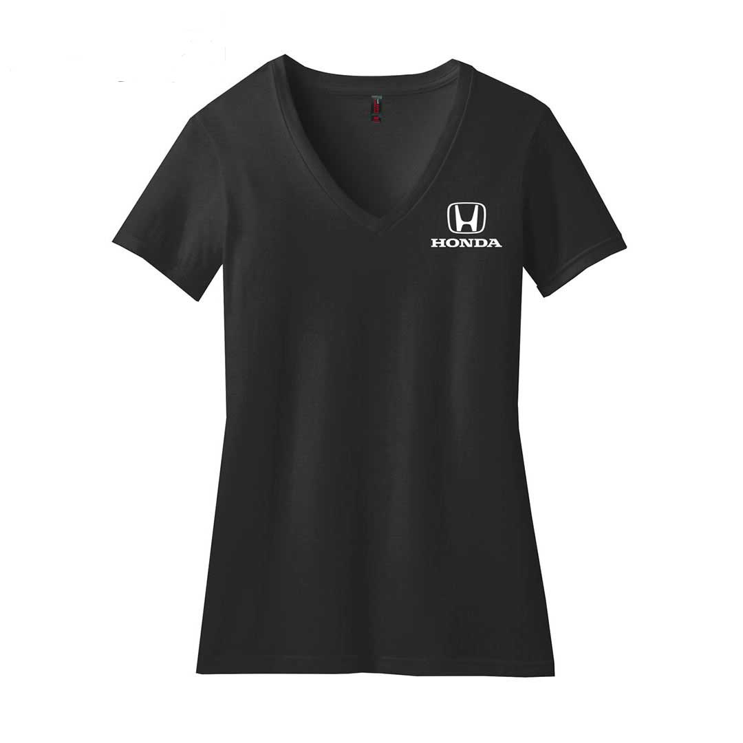 Honda Ladies Black V-neck Logo Tee