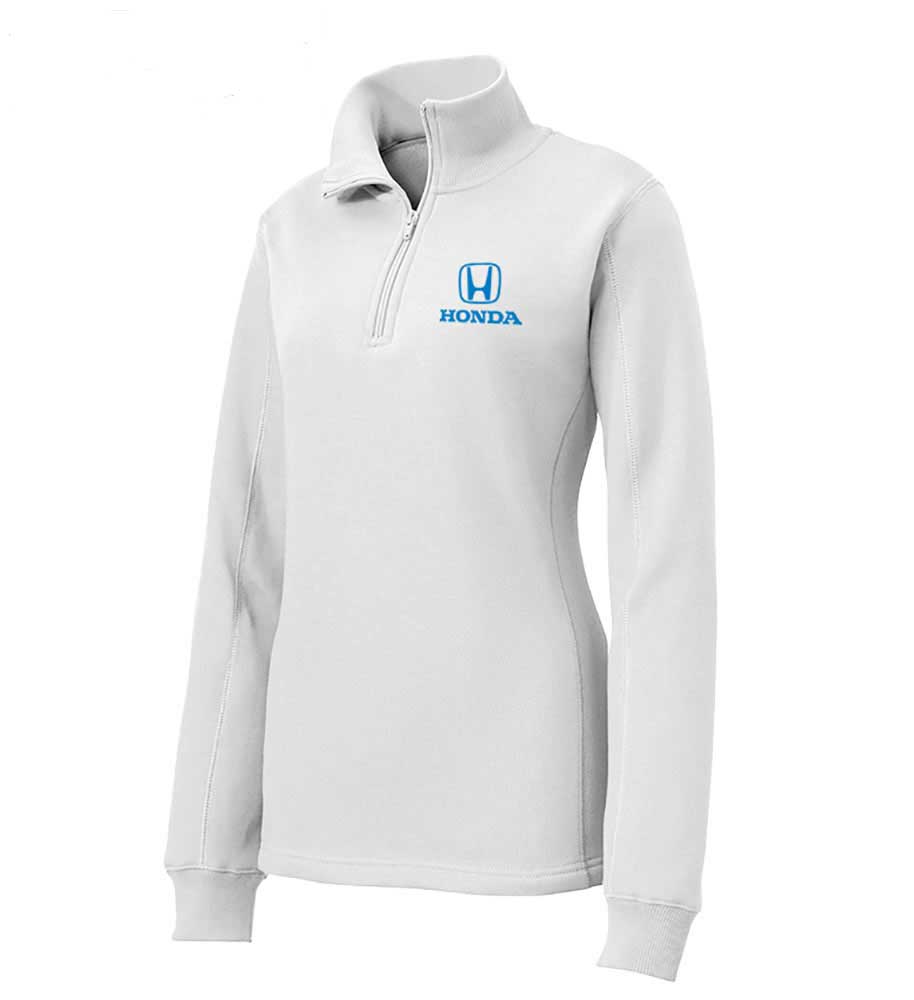 Honda Ladies White Quarter Zip Sweater