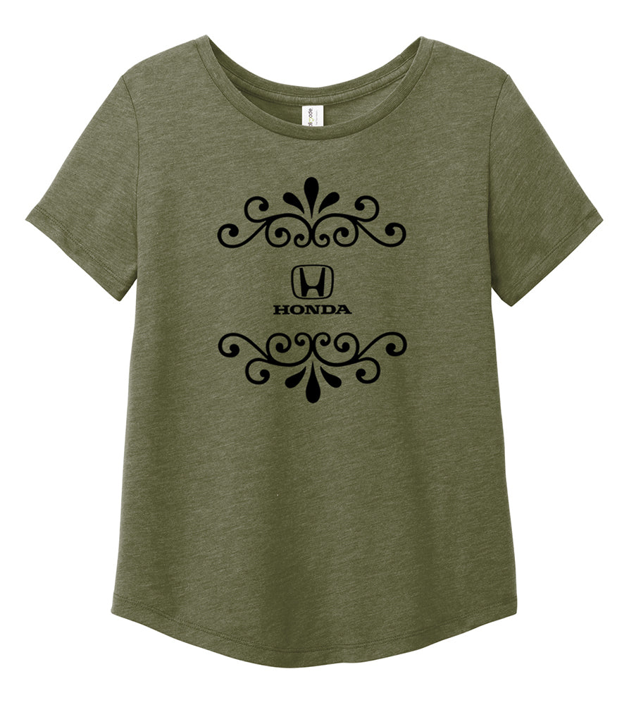 Honda Ladies Army Green Scroll Logo Tee