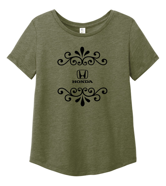 Honda Ladies Army Green Scroll Logo Tee