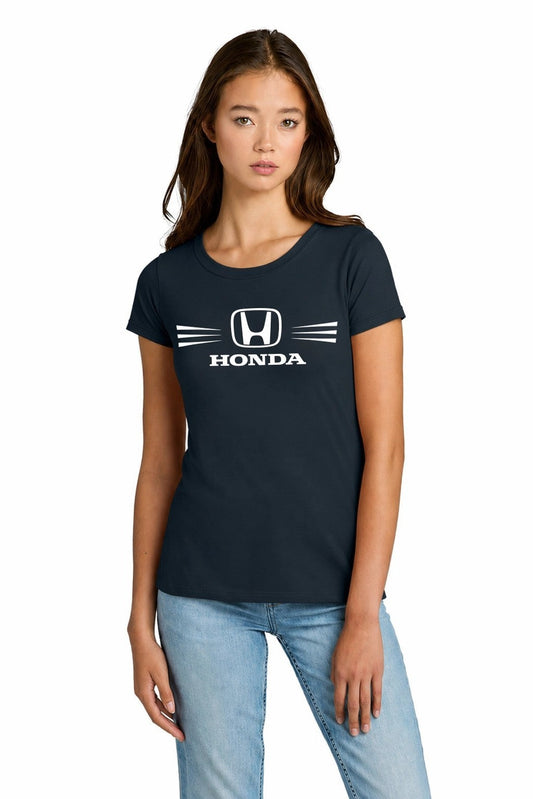 Honda Racing Ladies Round Neck Tee Navy