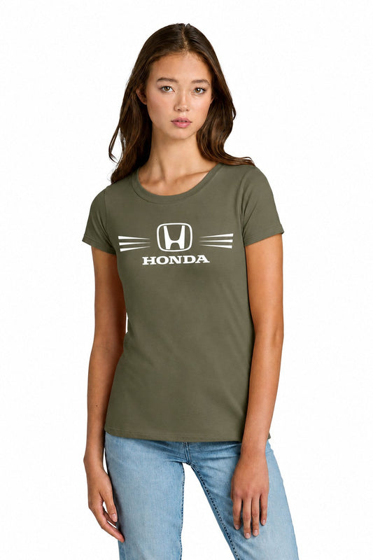 Honda Racing Ladies Round Neck Tee Army Green