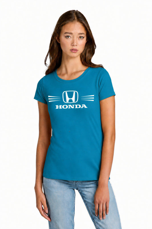 Honda Racing Ladies Round Neck Tee Tahiti Blue