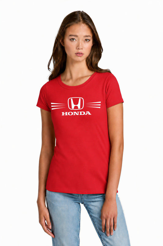 Honda Racing Ladies Round Neck Tee Red