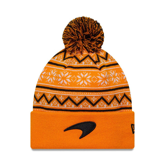 New Era x McLaren F1 Holiday Cuff Beanie Papaya